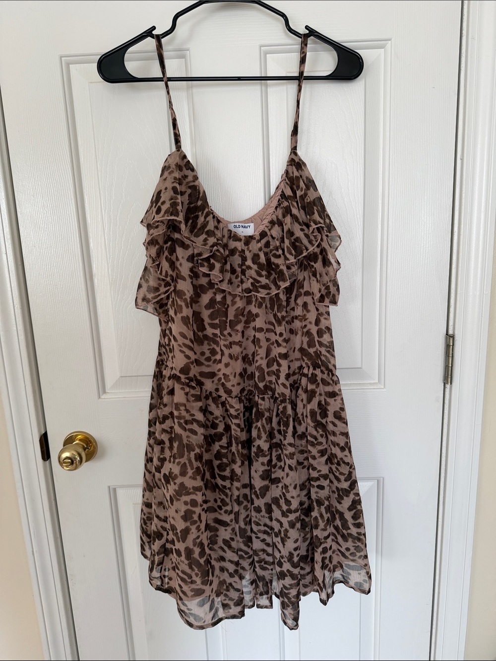 Old Navy Brown Leopard-Print Ruffle Mini Dress